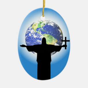 Silhouette with a cross ceramic ornament