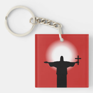 Silhouette with a cross keychain