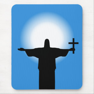 Silhouette with a cross mouse pad