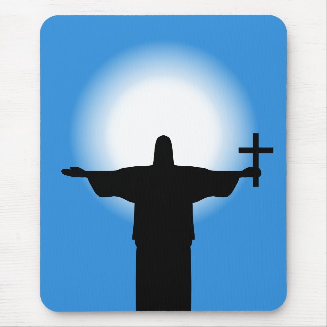 Silhouette with a cross mouse pad (Front)