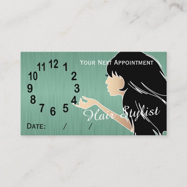 Silhouette Woman Hair Stylist Appointment Card (Front)