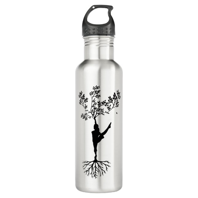 Silhouette Women Tree Yoga 710 Ml Water Bottle (Front)