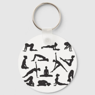 Silhouette Yoga poses Keychain