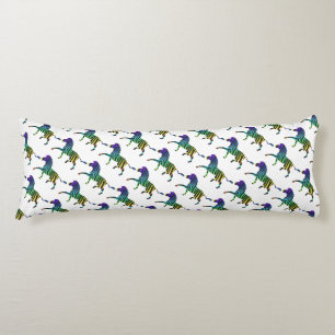 Silhouette Zebra Black and Rainbow Body Pillow