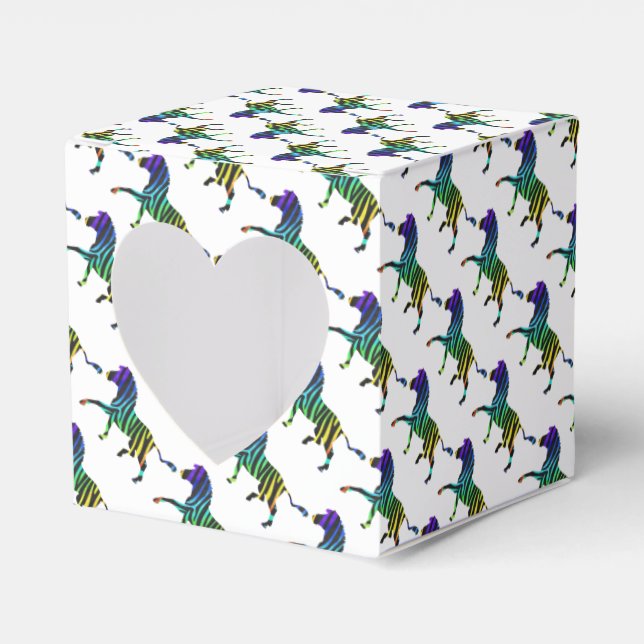 Silhouette Zebra Black and Rainbow Favor Box (Front Side)