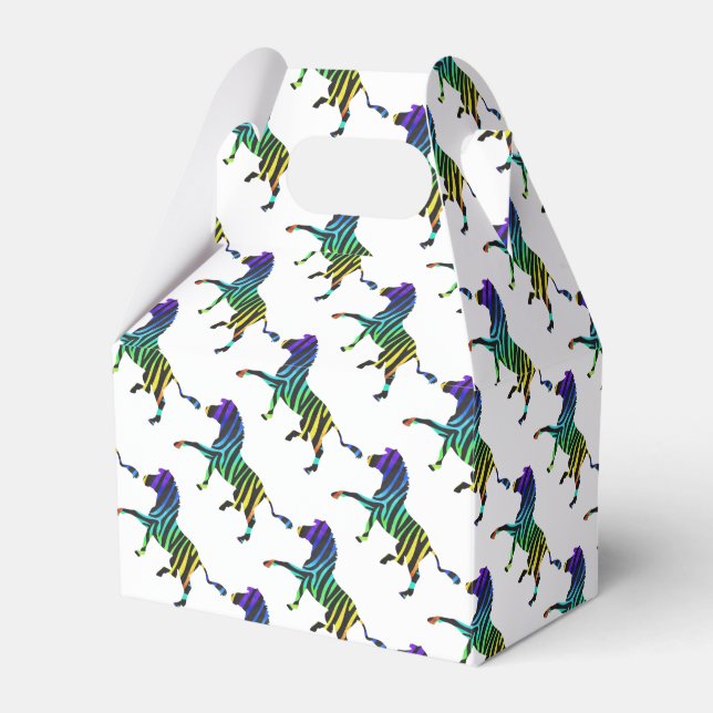 Silhouette Zebra Black and Rainbow Favor Box (Front Side)