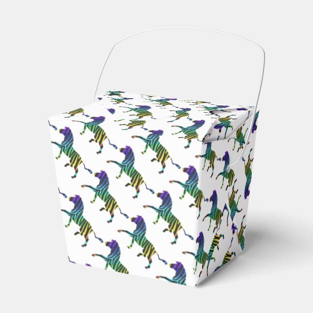 Silhouette Zebra Black and Rainbow Favor Box (Front Side)