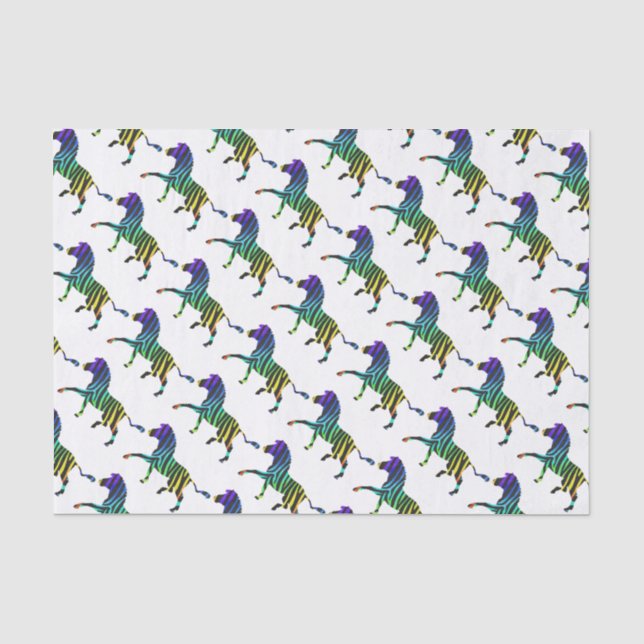 Silhouette Zebra Black and Rainbow Tissue Paper (Front)