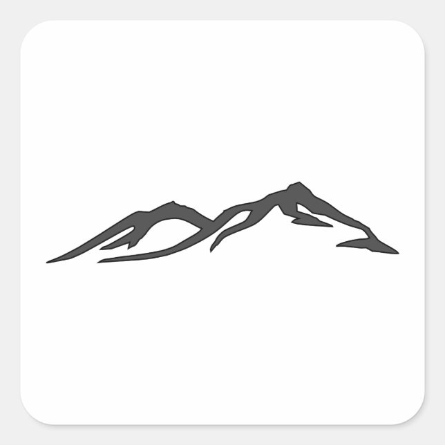 Silhouetted Mountain Peaks Square Sticker (Front)
