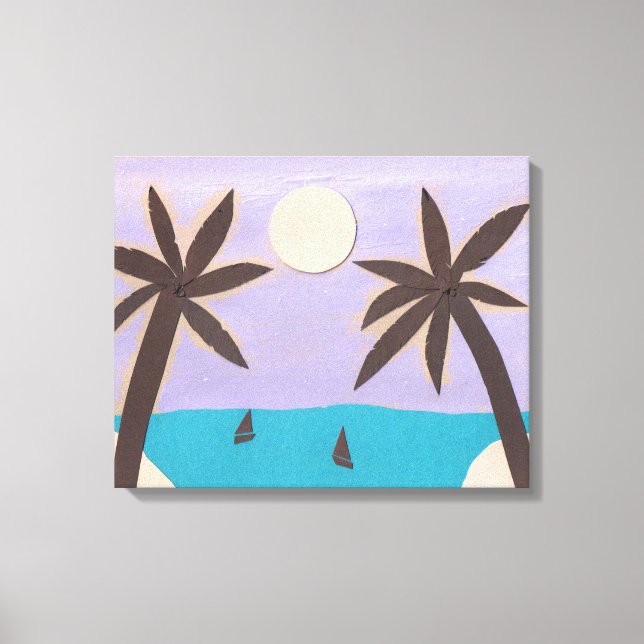 Silhouetted Palm and Lavender Sky Canvas Print (Front)