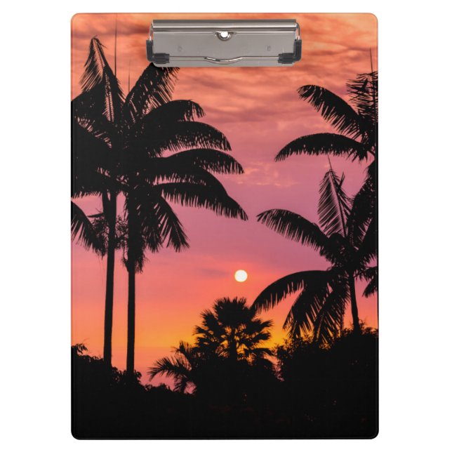 Silhouetted palm trees, Hawaii Clipboard (Front)