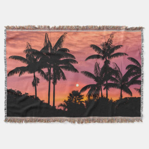 Silhouetted palm trees, Hawaii Throw Blanket