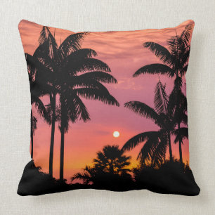 Silhouetted palm trees, Hawaii Throw Pillow
