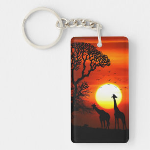 Silhouettes africaines de girafe de coucher du
