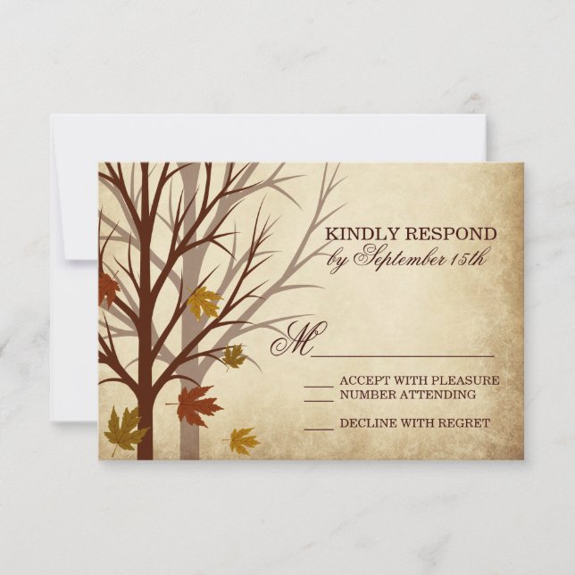 Silhouettes Automne Mariage Automne Cartes RSVP (Devant)