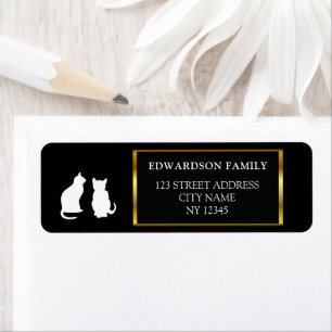 Silhouettes de chats blancs noirs modernes adresse