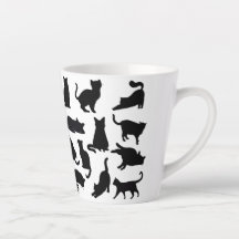 Silhouettes de chats noirs et blancs Latte Mug