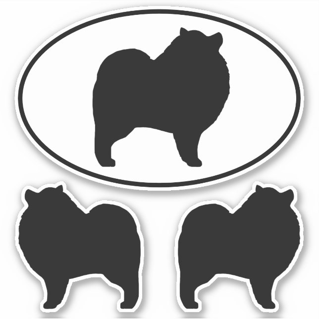 Silhouettes de Chien Keeshond Kees Vinyl Sticker S (Devant)