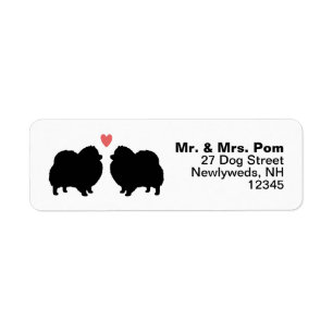 Silhouettes de Chien Poméranie Noir avec Coeur