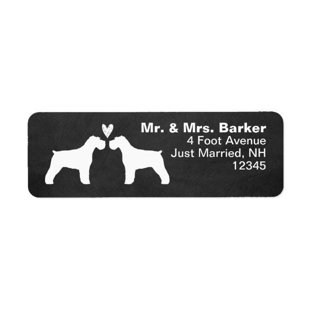 Silhouettes de chien Schnauzer blanc avec coeur (Devant)