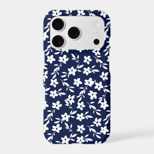 Silhouettes de fleurs bleues marine et blanches