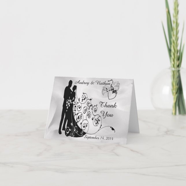 Silhouettes du jour de mariage Carte de note perso (Devant)