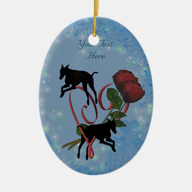 Silhouettes Greyhound Ornement de Chien de Coeur (Devant)