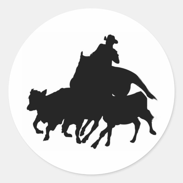 Silhouettes - Horses - Team Penning Classic Round Sticker (Front)