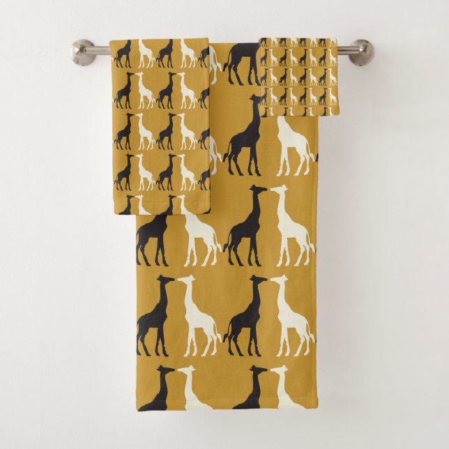 Silhouettes noires et blanches de girafe sur l'or (En situation)