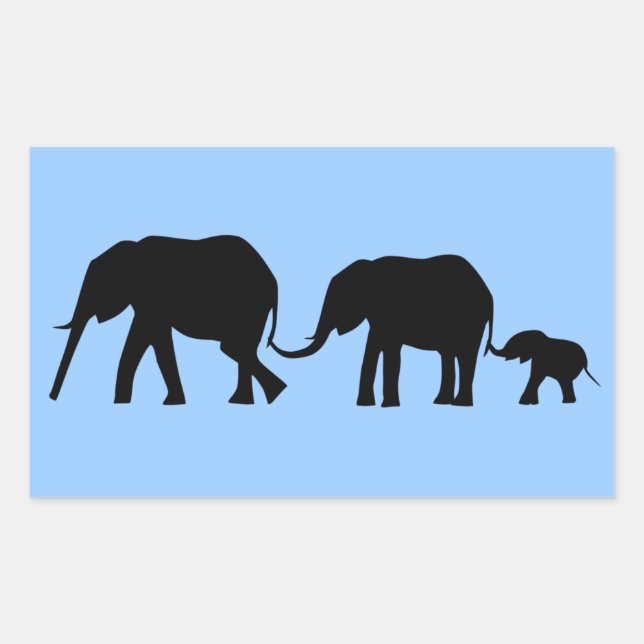 Silhouettes of 3 Elephants Holding Tails Sticker (Front)