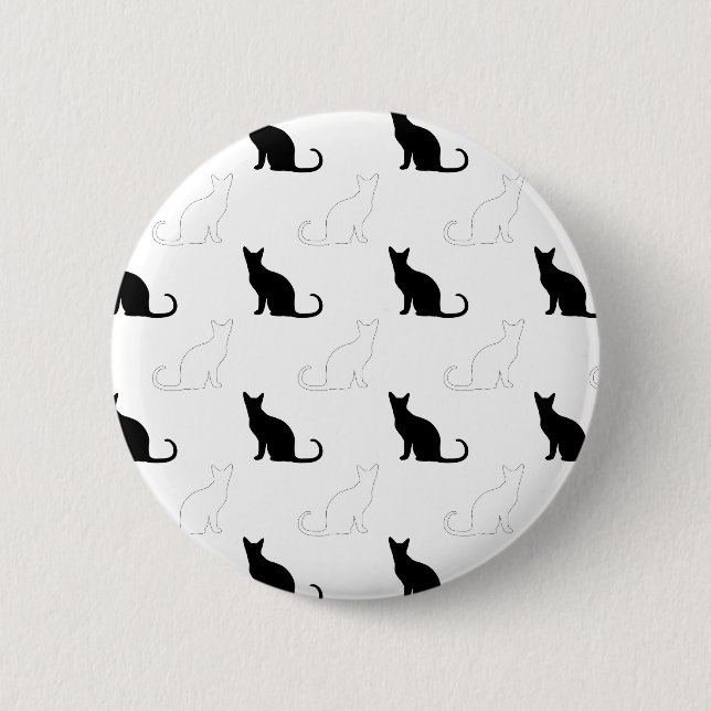 Silhouettes Of Black and White Cats 2 Inch Round Button (Front)