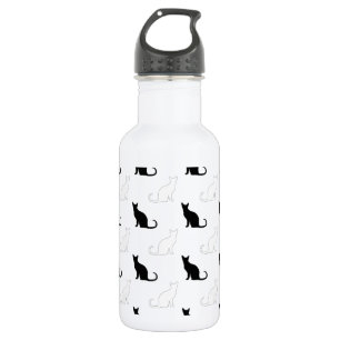 Silhouettes Of Black and White Cats 532 Ml Water Bottle