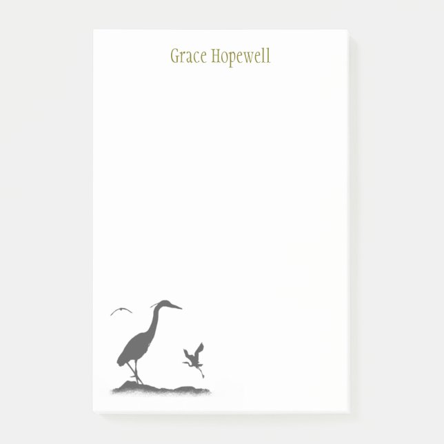 Silhouettes of Great Blue Heron Post-it Notes (Front)
