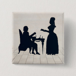 Silhouettes of Monsieur and Madame Roland 2 Inch Square Button