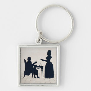 Silhouettes of Monsieur and Madame Roland Keychain