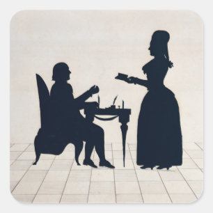 Silhouettes of Monsieur and Madame Roland Square Sticker