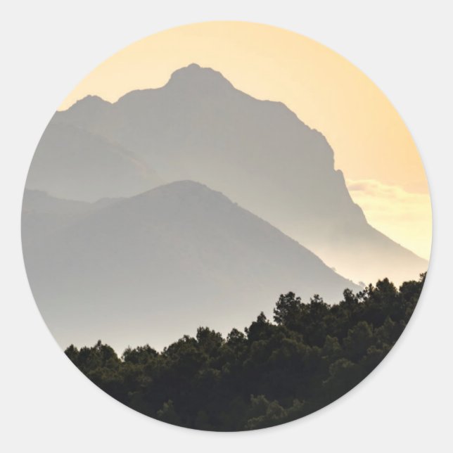 Silhouettes of Mountains Classic Round Sticker (Front)