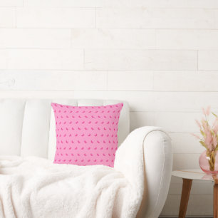 Silhouettes of Small Intense Pink Bananas on Pink Throw Pillow