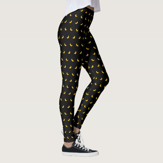 Silhouettes of Small Yellow Bananas on Black Leggings (Right)