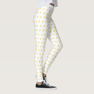Silhouettes of Small Yellow Bananas on White Leggi Leggings