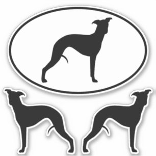 Silhouettes Whippet Stickers Oval et Vinyl DieCut