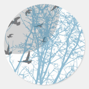 silhouscreen birds classic round sticker
