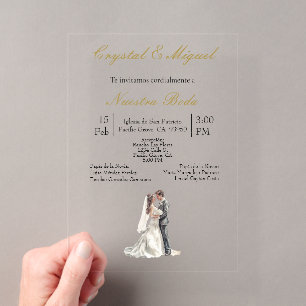 Silhueta de novia y novio  acrylic invitations