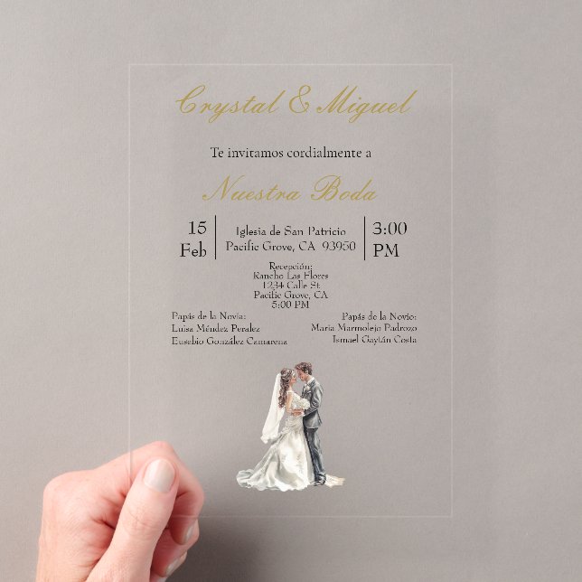 Silhueta de novia y novio  acrylic invitations (Insitu (Handheld))