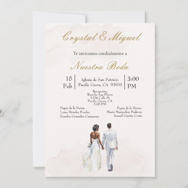 Silhueta de novia y novio  invitation (Front)