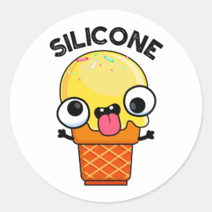 Silicone Funny Ice Cream Cone Pun  Classic Round Sticker