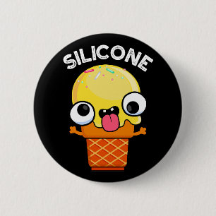 Silicone Funny Ice Cream Cone Pun Dark BG 2 Inch Round Button