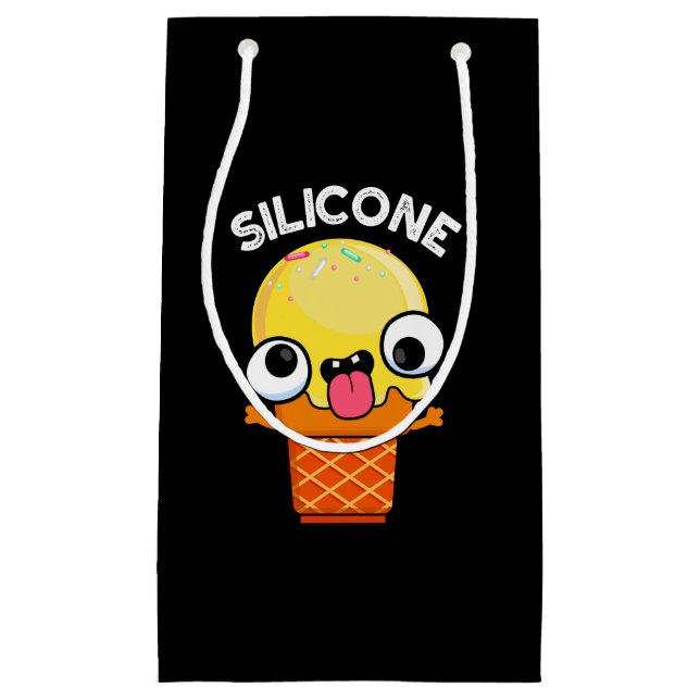Silicone Funny Ice Cream Cone Pun Dark BG Small Gift Bag (Front)