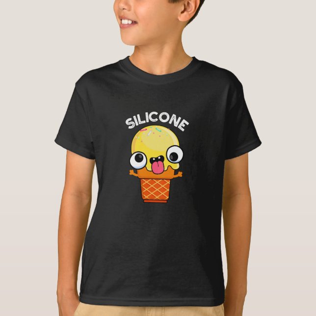 Silicone Funny Ice Cream Cone Pun Dark BG T-Shirt (Front)
