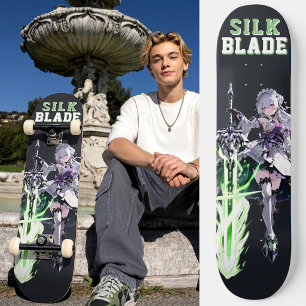 SILK BLADE Anime Samurai Girl - Dark Black Skateboard